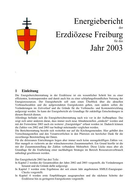 Energiebericht 2003 - ErzbischÃ¶fliches Ordinariat Freiburg