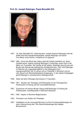 Prof. Dr. Joseph Ratzinger, Papst Benedikt XVI. - Ordo Socialis