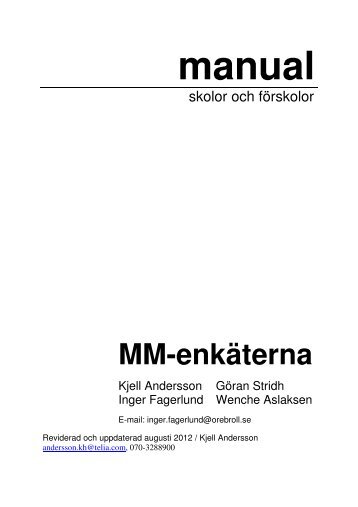 Manual skolor och fÃ¶rskolor - MiljÃ¶medicin Kjell Andersson Ãrebro