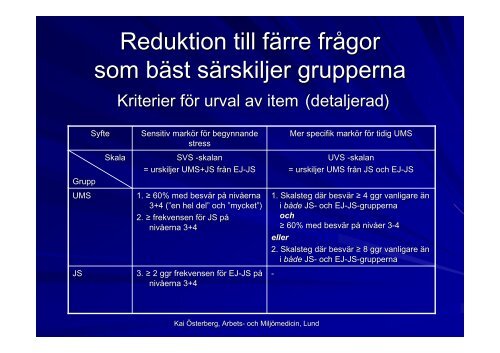 Kai Ãsterberg, Arbets- och MiljÃ¶medicin, Lund - FHV-metodik