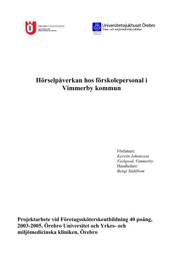 HÃ¶rselpÃ¥verkan hos fÃ¶rskolepersonal i Vimmerby kommun