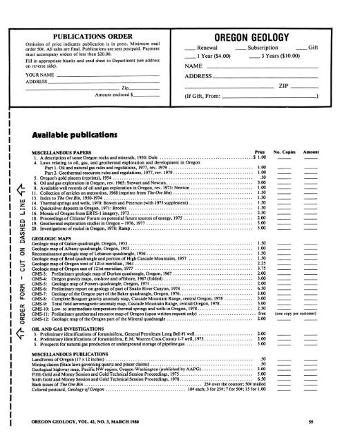 Ore Bin / Oregon Geology magazine / journal - Oregon Department ...