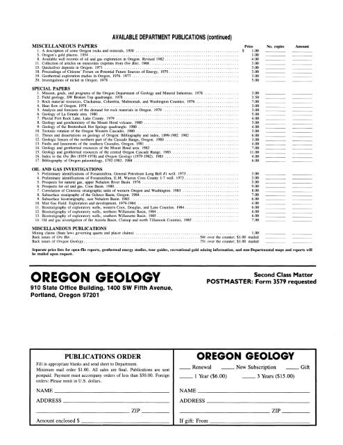 Ore Bin / Oregon Geology magazine / journal - Oregon Department ...