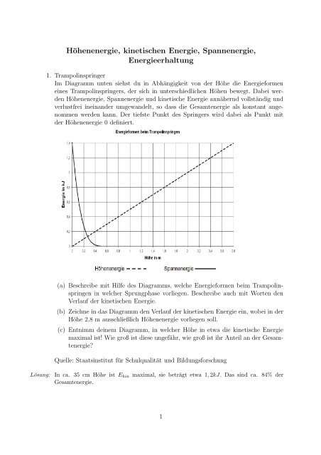 Höhenenergie, kinetischen Energie, Spannenergie, Energieerhaltung