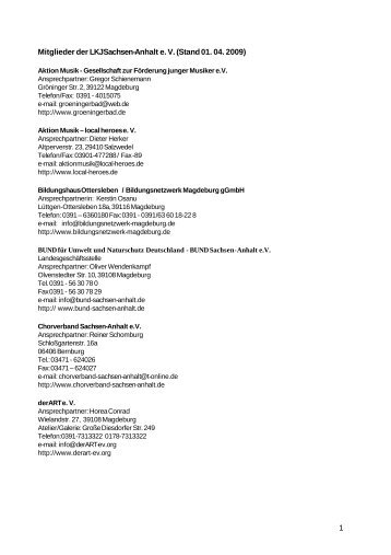 Mitglieder der LKJ Sachsen-Anhalt e. V. (Stand 01. 04 ... - Orfide.net