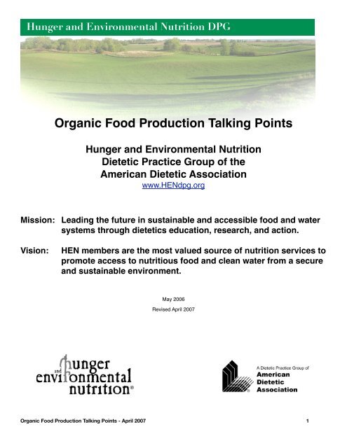 Organic Food Production Talking Points - Hunger and ...