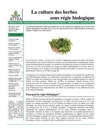 La culture des herbes sous rÃ©gie biologique - Centre d'agriculture ...