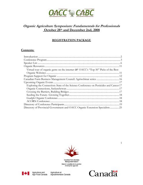 Organic Agriculture Symposium: Fundamentals for Professionals