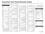 Important--Use These Remote Codes - DirecTV