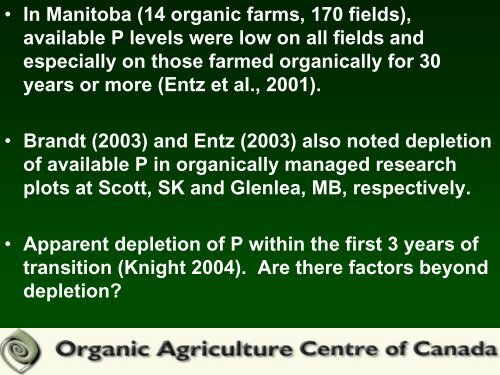 Phosphorous Deficiencies on Canadian Organic Farms