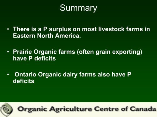 Phosphorous Deficiencies on Canadian Organic Farms