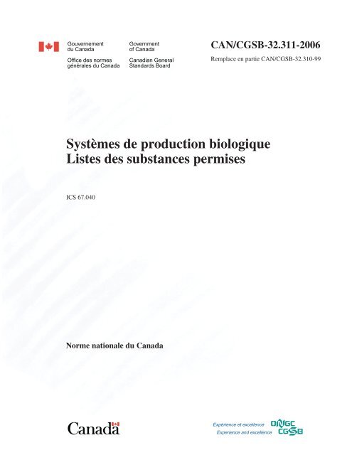 Listes des substances permises - Centre d'agriculture biologique du ...