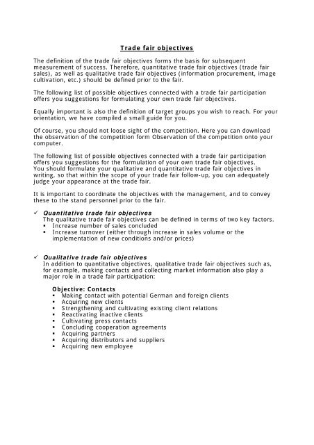 Trade Fair Objectives Spoga Gafa