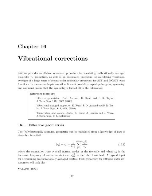 Hypertext Dalton 2.0 manual - Theoretical Chemistry, KTH