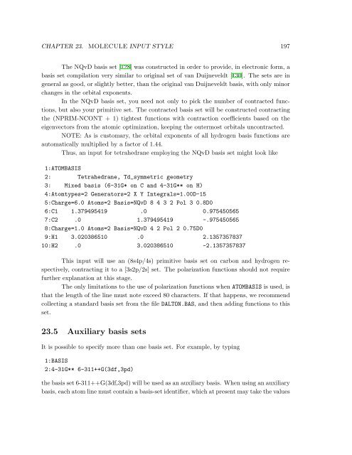 Hypertext Dalton 2.0 manual - Theoretical Chemistry, KTH