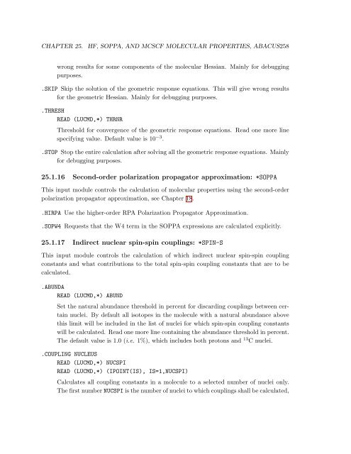 Hypertext Dalton 2.0 manual - Theoretical Chemistry, KTH