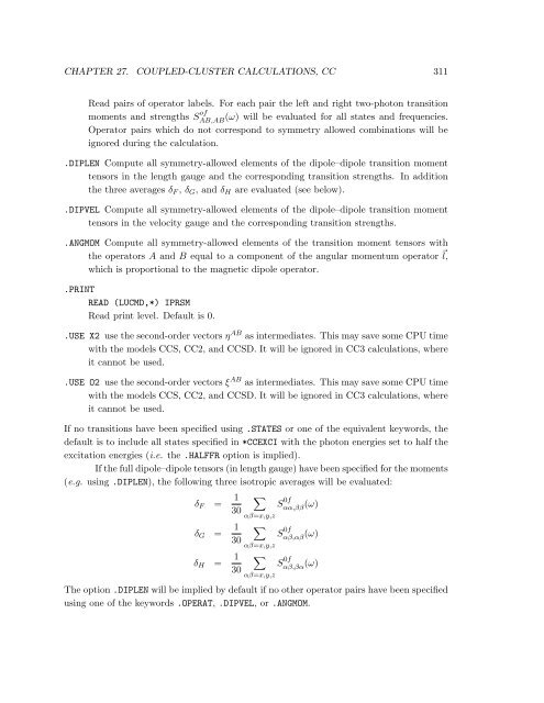 Hypertext Dalton 2.0 manual - Theoretical Chemistry, KTH