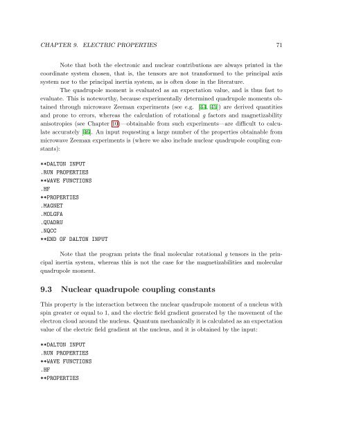 Hypertext Dalton 2.0 manual - Theoretical Chemistry, KTH