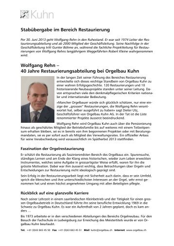 Wolfgang Rehn - Orgelbau Kuhn AG