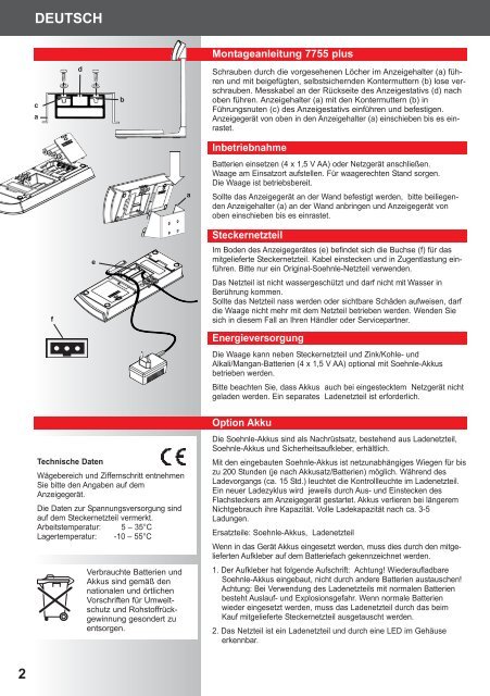 Bedienungsanleitung 2 Operating Instructions 5 Mode d'emploi 8 ...