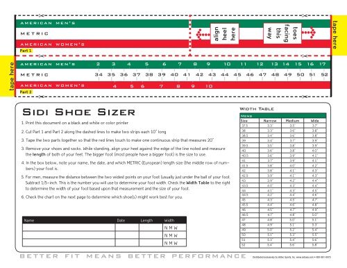 sidi shoe sizes