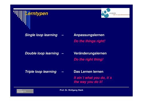 u. a. Lernende Organisation, Change Management - OrgLab