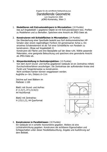 Darstellende Geometrie - ORG Komensky