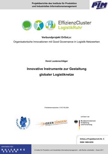 Innovative Instrumente zur Gestaltung globaler Logistiknetze - OrGoLo