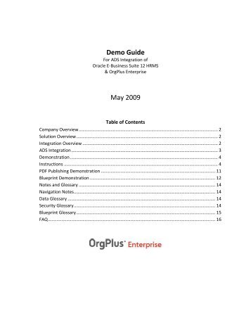 Table Of Contents - OrgPlus