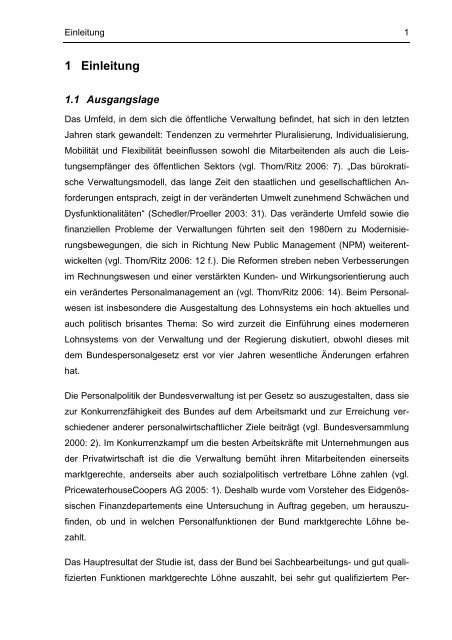 Kaderlohndiskrepanz zwischen Privatwirtschaft und ... - Org-Portal.org