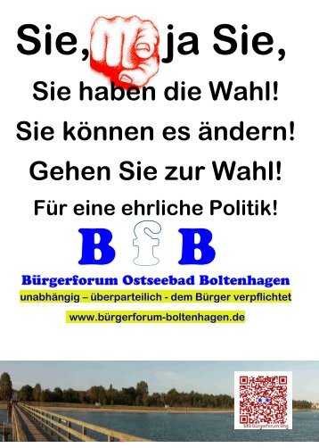 Ostseebad Boltenhagen, Kommunalwahl 2014, BfB Bürgerforum zur Wahl am 25. Mai 2014