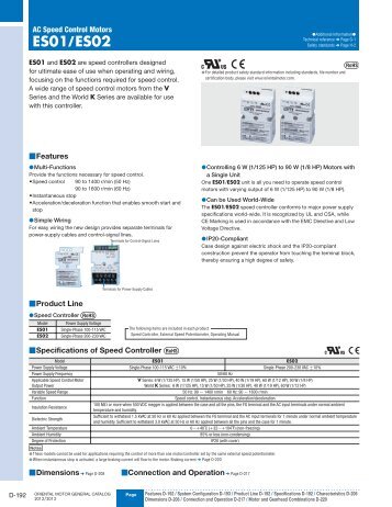 ES01 / ES02 AC Speed Control Motors (pg. D - Oriental Motor