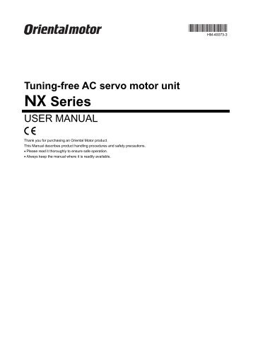 Tuning-free AC servo motor unit NX Series Driver ... - Oriental Motor