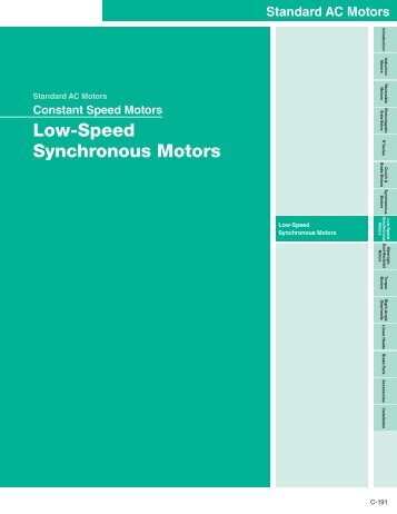 Low-Speed Synchronous Motors - Oriental Motor