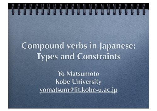 Compound verbs in Japanese: Types and Constraints
