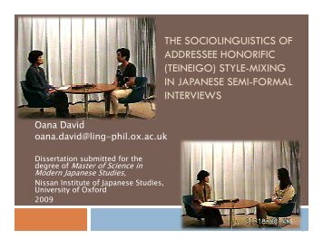 the sociolinguistics of addressee honorific - Faculty of Oriental ...