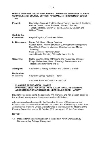 Planning - 12 December 2012 - Minutes - Orkney Islands Council