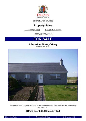 Sale Particulars for 2 Burnside, Flotta - Orkney Islands Council