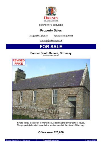 Sale Particulars for Former South School, Stronsay - Orkney Islands ...