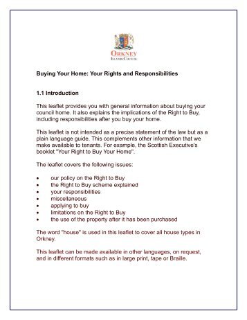 Right to buy leaflet - Orkney Islands Council