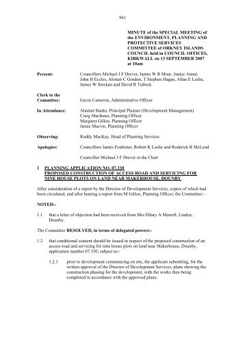 Minutes - 13 September 2007 - Orkney Islands Council