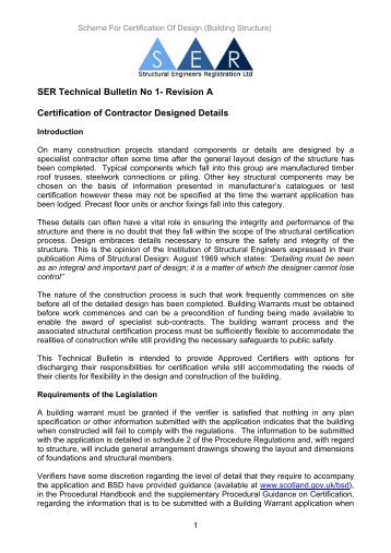 SER Technical Bulletin No 1 - Structural Engineers Registration Ltd
