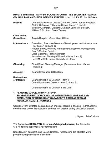 Planning Committee - 11 July 2012 - Minutes - Orkney Islands Council