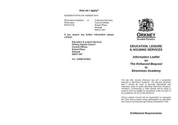 Kirkwood Bequest Information Leaflet - Orkney Islands Council