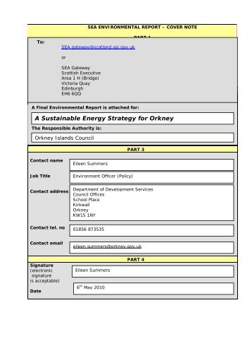 Final Environmental Report - Orkney Islands Council