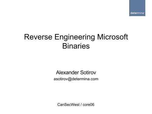 Reverse Engineering Microsoft Binaries - orkspace.net