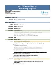 2012 TRF Annual Forum Preliminary Program