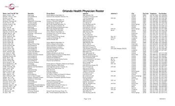 Orlando Health Physician Roster