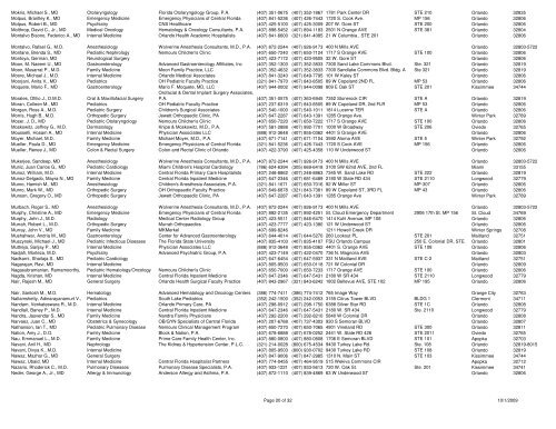 Orlando Health Physician Roster