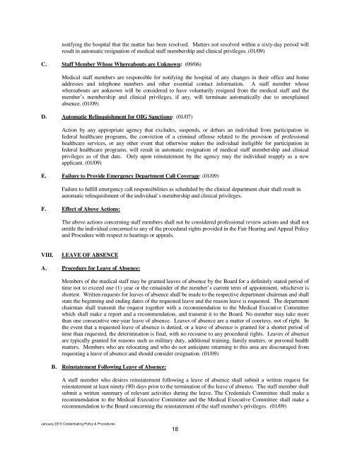 credentialing table of contents i. appointment to the ... - Orlando Health